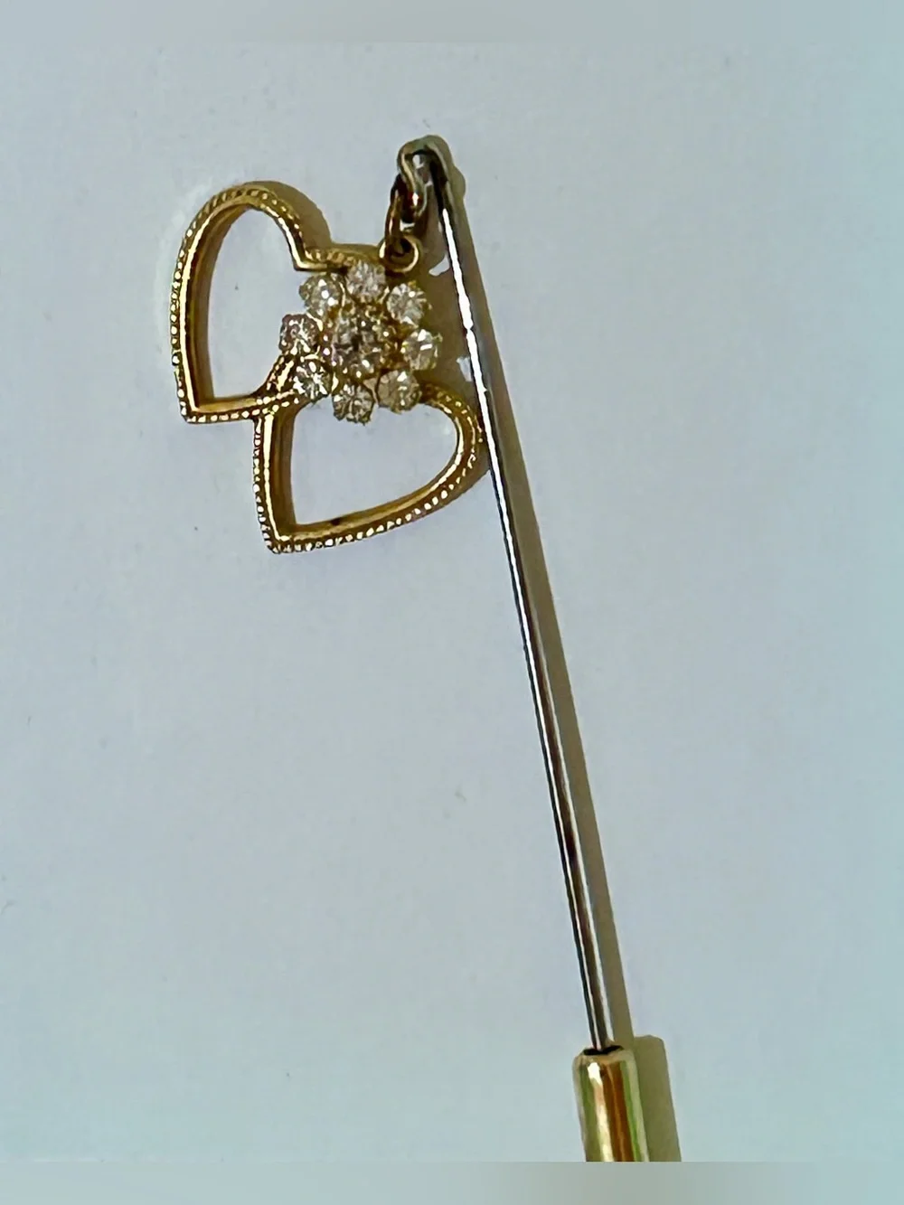 Gold-Tone Heart & Floral Locket Tie Stick Ladies Keepsake Pin Set of 2